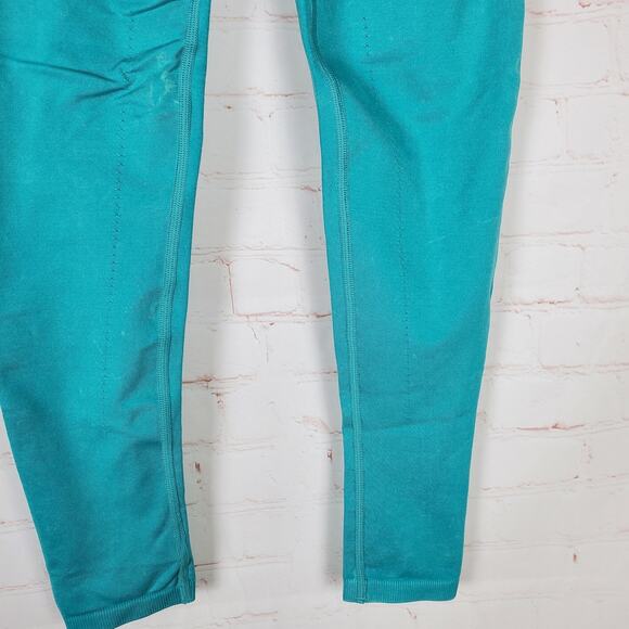 Gymshark Leggings Womens M Capri Blue Acid Wash Sweat Seamless Washed Gym - Picture 7 of 15